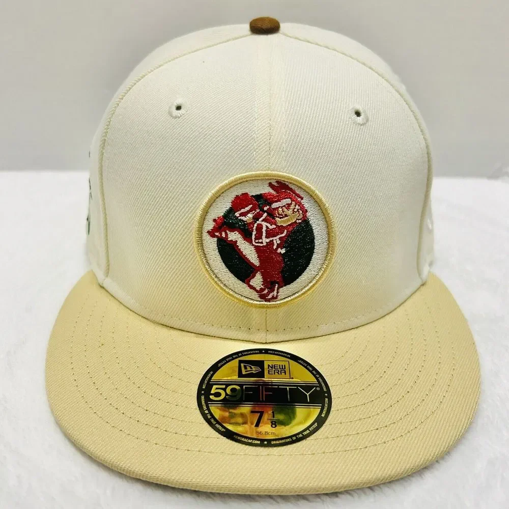 New Era Washington Senators‎ 1960 Patch 59FIFTY Fitted Hat Cap White Beige 7 1/8